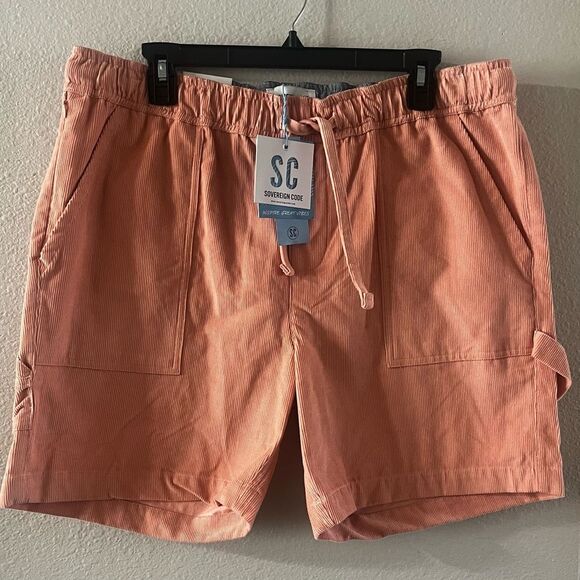 NEW Women's Sovereign Code SZ Large Cargo Cord Shorts Coral Adjustable Waistband - Picture 3 of 16